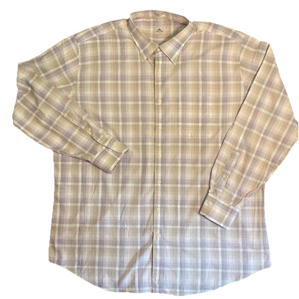 Peter Millar Men's XXL Shirt Multicolor Plaid Long Sleeve Cotton Button Down - Picture 2 of 9